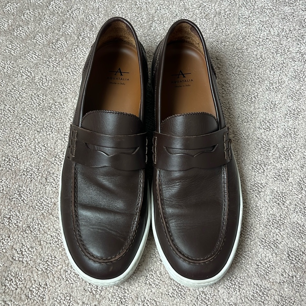 Aquatalia men’s brown leather loafers